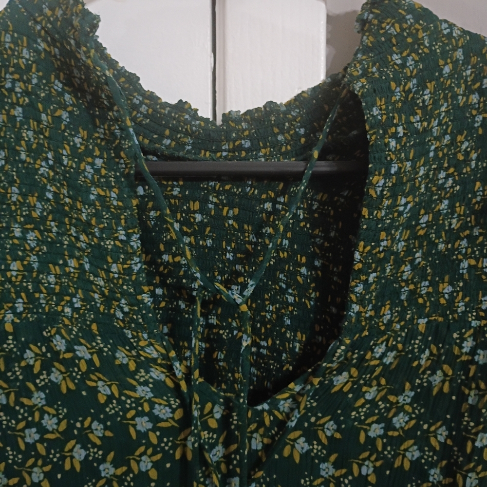 Free People Dark Green Floral Blouse - Picture 2 of 6